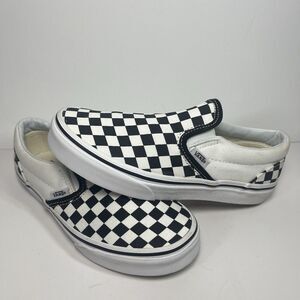 VANS Classic Black White Checkerboard Slip On Shoes - Size 3.5 Youth